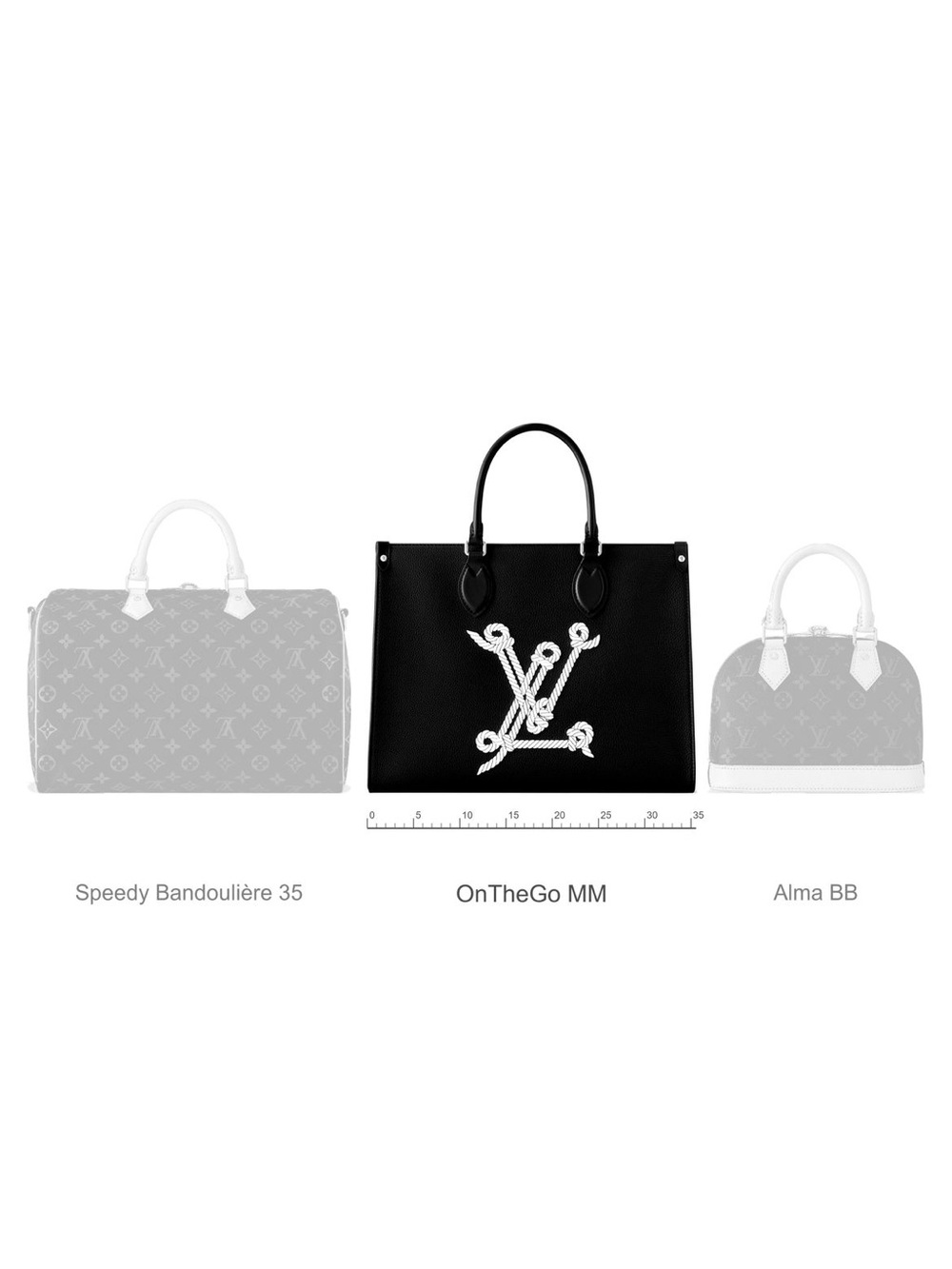 NEW Louis Vuitton OnTheGo MM Navy Blue Leather Tote with Rope Monogram - Picture 7 of 7